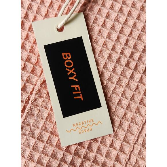 Negative Spaces Mens Salmon Waffle Knit ButtonUp Short Sleeve Casual Boxfit Sz S - Picture 6 of 8